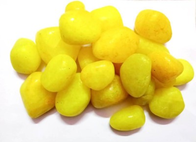 Green Plant indoor Aqubig015 Polished Round Marble Stone(Yellow 5 kg)