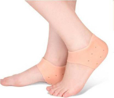 HIRIMS HIR-Silicone Heel Protector Anti-Crack Pad Socks Set(1 Pair) Heel Support (Beige) Heel Support(Multicolor)