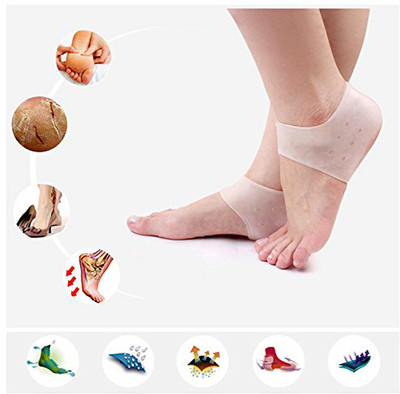 smile4u KJH8 Heel Socks Silicone Heel anti-Crack Sets Heel Support (White) Heel Support(White)