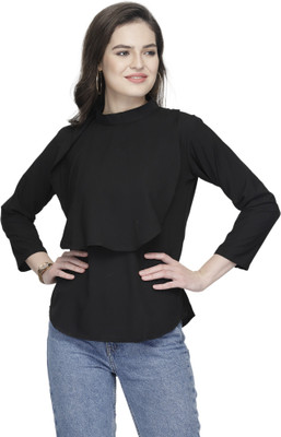 Aarsha Casual Solid Women Black Top