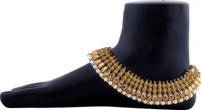 SILVER SHINE SILVER SHINE Charms Golden Antique Kundan Anklet For Women And Girl. Alloy Anklet