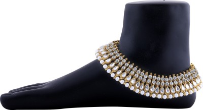 SILVER SHINE SILVER SHINE Charms Golden White Antique Kundan Anklet For Women And Girl. Alloy Anklet