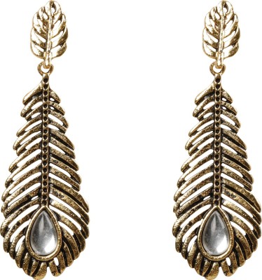 SILVER SHINE Stunning Peacock Feather Alloy Drops & Danglers