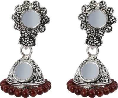 SILVER SHINE Facinating Mirror with Beads Alloy Jhumki Earring