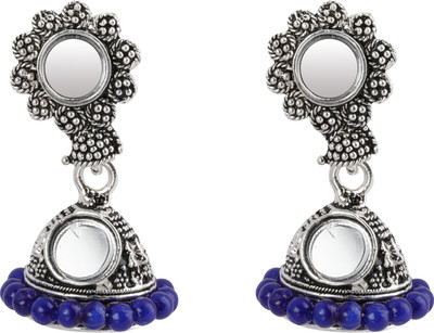 SILVER SHINE Appealing Mirror with Beads Alloy Jhumki Earring