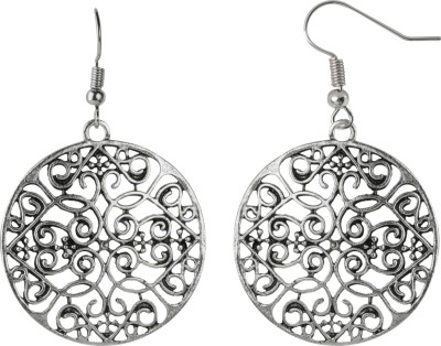 ShreejiHuf Ravishing Silver Mughal Jali Design Carved Earrings for Women Alloy Drops & Danglers