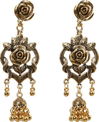 SILVER SHINE Charming Golden Rose with Alloy Jhumki Earring