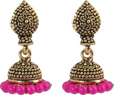 SILVER SHINE Elegant Beads with Golden Dots Alloy Jhumki Earring