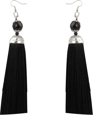 SILVER SHINE Silver Shine Graceful Black Long Thread Tassel Earrings for Women Alloy Drops & Danglers