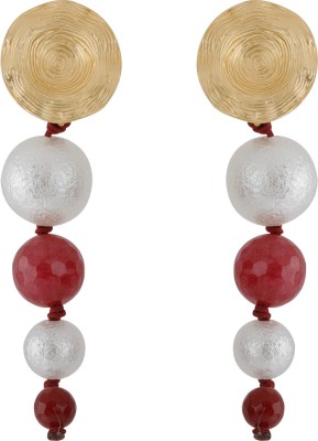 SILVER SHINE Unique White and Red Colour Designer Party Wear Earring For Girls and Women Jewellery Alloy Drops & Danglers