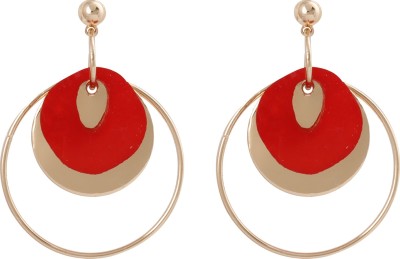 SILVER SHINE Stylish Round Red Stone Alloy Drops & Danglers