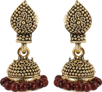 SILVER SHINE Trendy Beads with Golden Dots Alloy Jhumki Earring