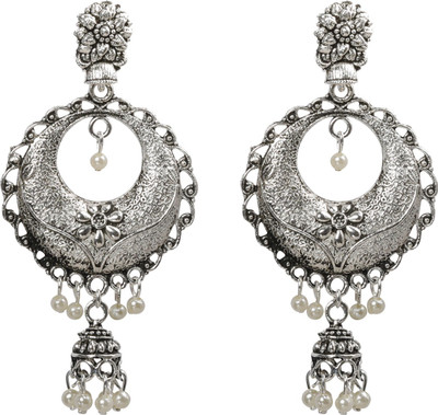 SILVER SHINE Graceful Round Alloy Drops & Danglers