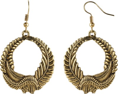 ShreejiHuf Sensational Golden Plam Leaf Design Earrings for Women Alloy Drops & Danglers