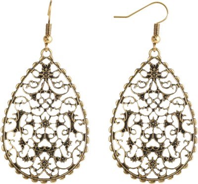 ShreejiHuf Lavish Golden Mughal Jali Work Earrings for Women Alloy Drops & Danglers