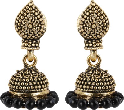 SILVER SHINE Gorgeous Beads with Golden Dots Alloy Jhumki Earring