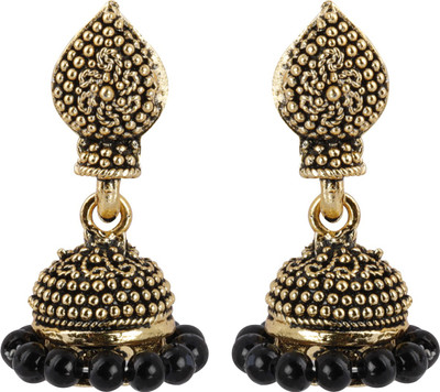 SILVER SHINE Gorgeous Beads with Golden Dots Alloy Jhumki Earring
