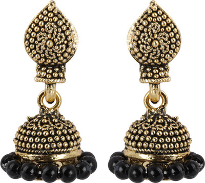 SILVER SHINE Gorgeous Beads with Golden Dots Alloy Jhumki Earring