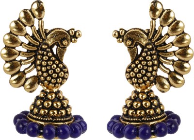 SILVER SHINE Ravishing Beads in Peacock Shape Alloy Jhumki Earring