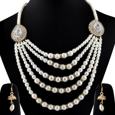 SILVER SHINE Alloy White, Gold Jewellery Set(Pack of 1)