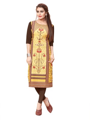 HIVA TRENDZ Women Printed, Solid Straight Kurta(Multicolor)