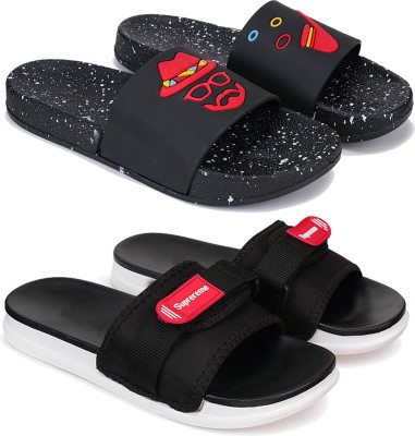 Earton Men Slides(Black , 7)