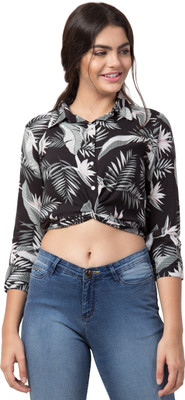 Hive91 Party 3/4 Sleeve Floral Print Women Multicolor Top