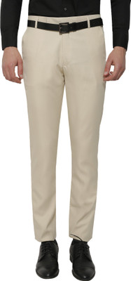 INSPIRE Slim Fit Men Beige Trousers