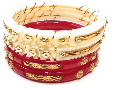 I b collection Plastic, Brass Gold-plated Bangle(Pack of 4)