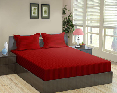 Sidhi Creations 300 TC Cotton King Self Design Flat Bedsheet(Pack of 1, Maroon)