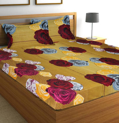 New panipat textile zone 104 TC Polycotton Double 3D Printed Flat Bedsheet(Pack of 1, Multicolor)
