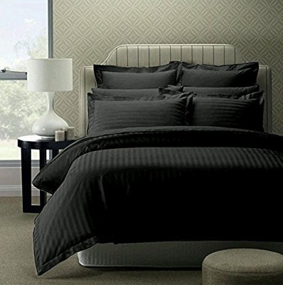 Sidhi Creations 300 TC Cotton King Self Design Flat Bedsheet(Pack of 1, Black)