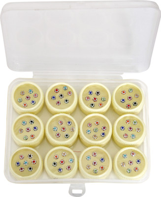 YASHANSH 7 PCS MULTICOLOR ROUND STONE BINDI FOREHEAD Multicolor Bindis(CASUAL, BRIDAL)