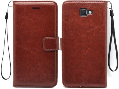 ELEF Wallet Case Cover for Vintage Leather Flip with Wallet and Stand for Samsung Galaxy J7 Max(Brown, Dual Protection, Pack of: 1)