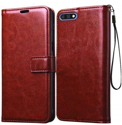 ELEF Wallet Case Cover for Vintage Leather Flip with Wallet and Stand for Oppo A3s(Brown, Dual Protection, Pack of: 1)