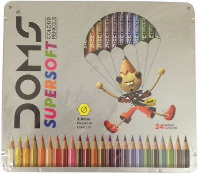 DOMS 2P Supersoft Colour Pencils 24 Shades - Flat Tin Hexagonal Shaped Color Pencils(Set of 2, Multicolor)