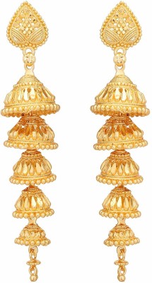 Happy Stoning Bridal Partywear 22kt Gold Plated 5 step Jhumka Jhumki earring Alloy Jhumki Earring