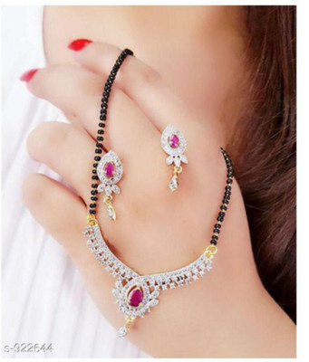 NAVYA Alloy Silver, Black, Pink Jewellery Set(Pack of 1)