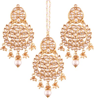 I Jewels Alloy Gold-plated White Jewellery Set(Pack of 1)