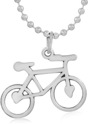 RN Silver Plated Brass, Very unique and Stylish, Small and Sober, Cycle Design, Pendant Locket Chain Men and women Silver Brass Pendant