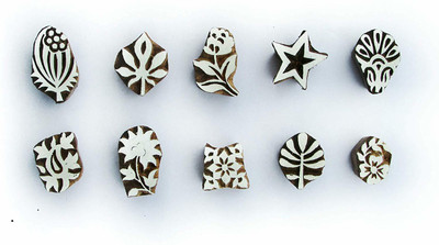 AN Handicrafts Rosewood Hand-Carved Printing Stamp (1-1.5inch) - Set of 10 Pieces Printing Blocks(Pack of 10)