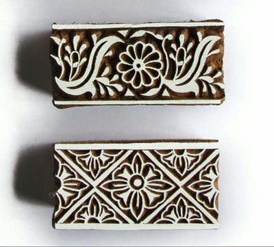 AN Handicrafts Sheesham Wood Hand-Carved Printing Stamp Printing Blocks(Pack of 2)