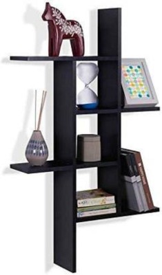 KraftStics Wooden Wall Shelf(Number of Shelves - 6, Black)