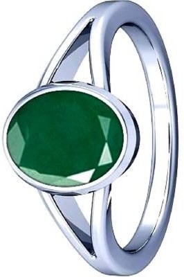 SHYAMKRIPA GEMS Copper Emerald Silver Plated Ring