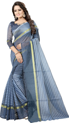 Divastri Solid/Plain Bollywood Cotton Silk Saree(Grey)