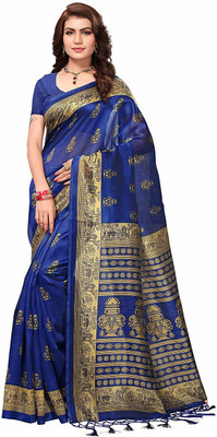 Divastri Self Design Daily Wear Silk Blend Saree(Blue)