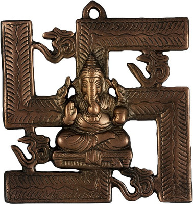 jy Wall Hanging Gun Metal Swastik Om Ganesh God Idol Copper Colour Decorative Showpiece  -  17 cm(Aluminium, Copper)