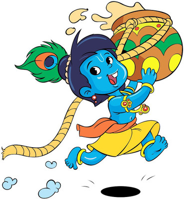 Wallzone 60 cm Little Krishna Removable Sticker(Pack of 1)