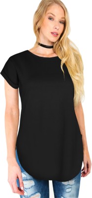 Buy That Trendz Solid Women Round Neck Black T-Shirt