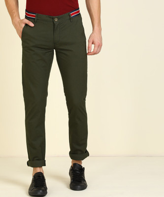 John Players Skinny Fit Men Green Trousers